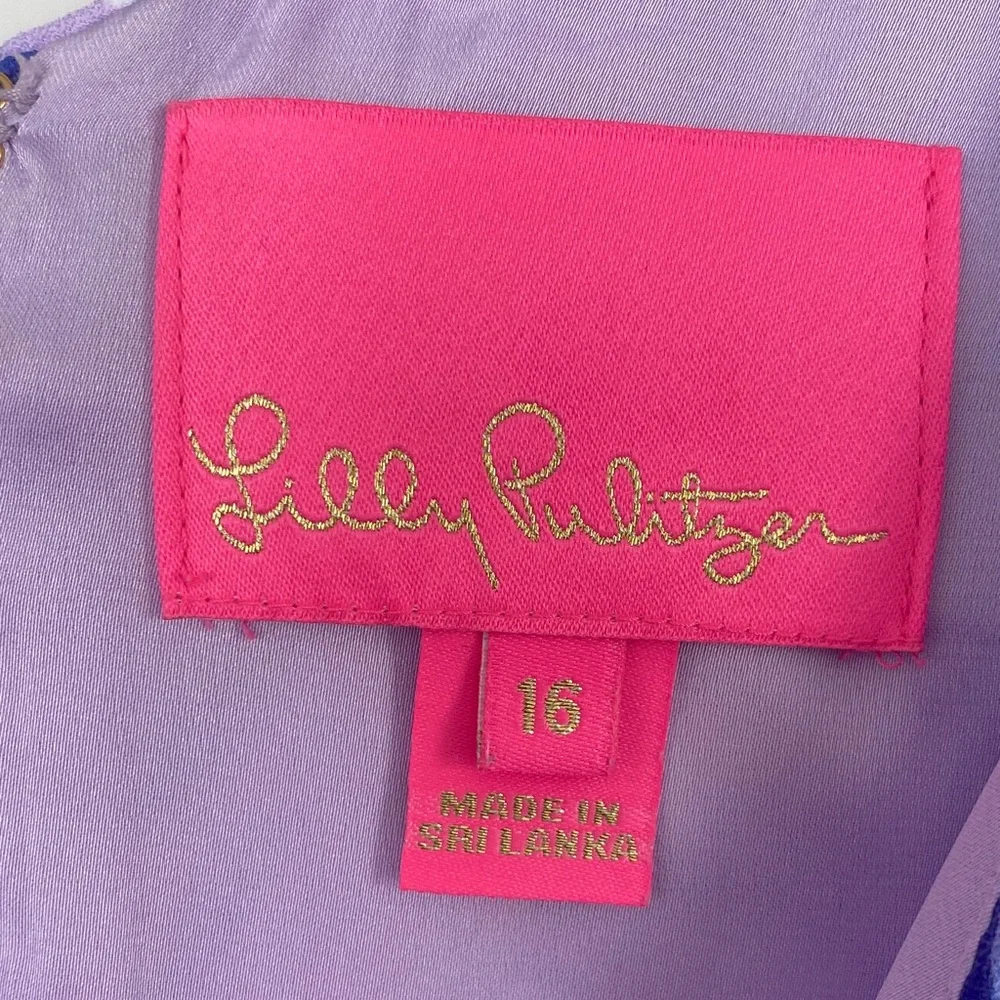 Lilly Pulitzer Lavender Floral Sleeveless V-Neck Romper w/ Pink & Purple Accent - Picture 2 of 5